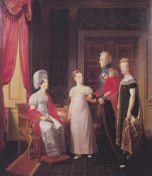 Friedrich VI und Königin Marie mit den Prinzessinnen Caroline und Vilhelmine